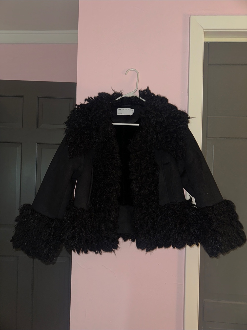 Black Faux Fur Trim Jacket